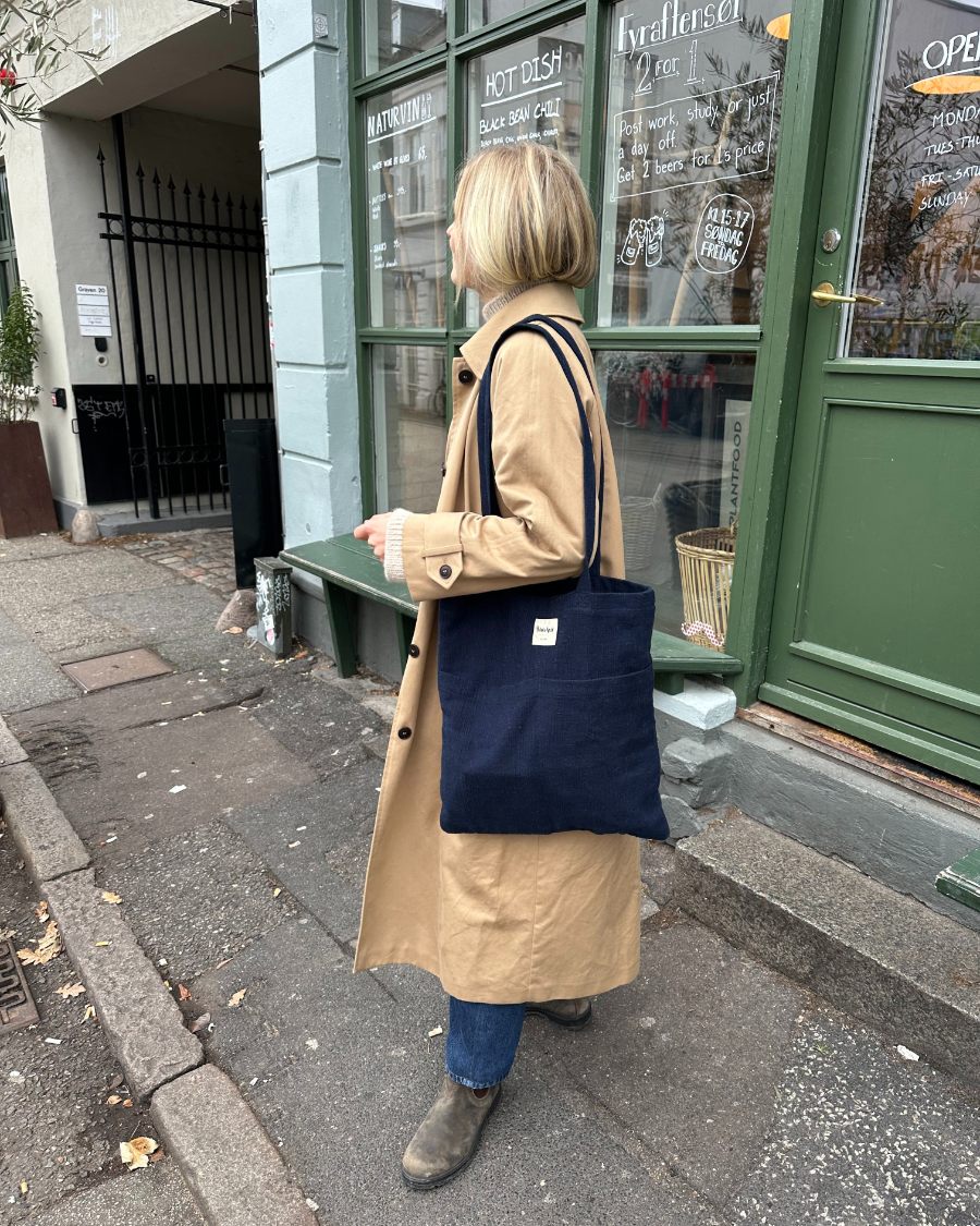 Knitter's Tote Bag Navy Slub - PetiteKnit