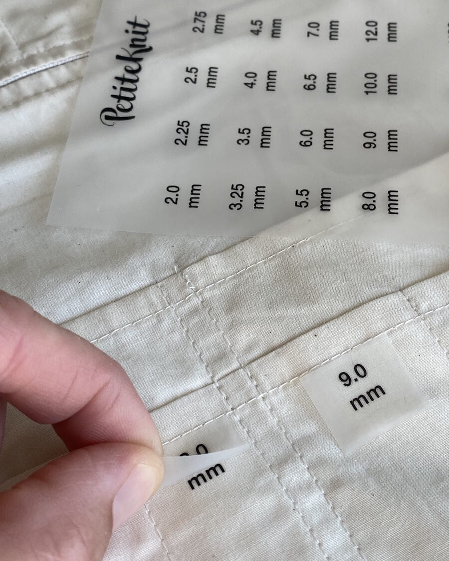 Étiquettes Thermocollantes pour Étuis à Aiguilles à tricoter - PetiteKnit