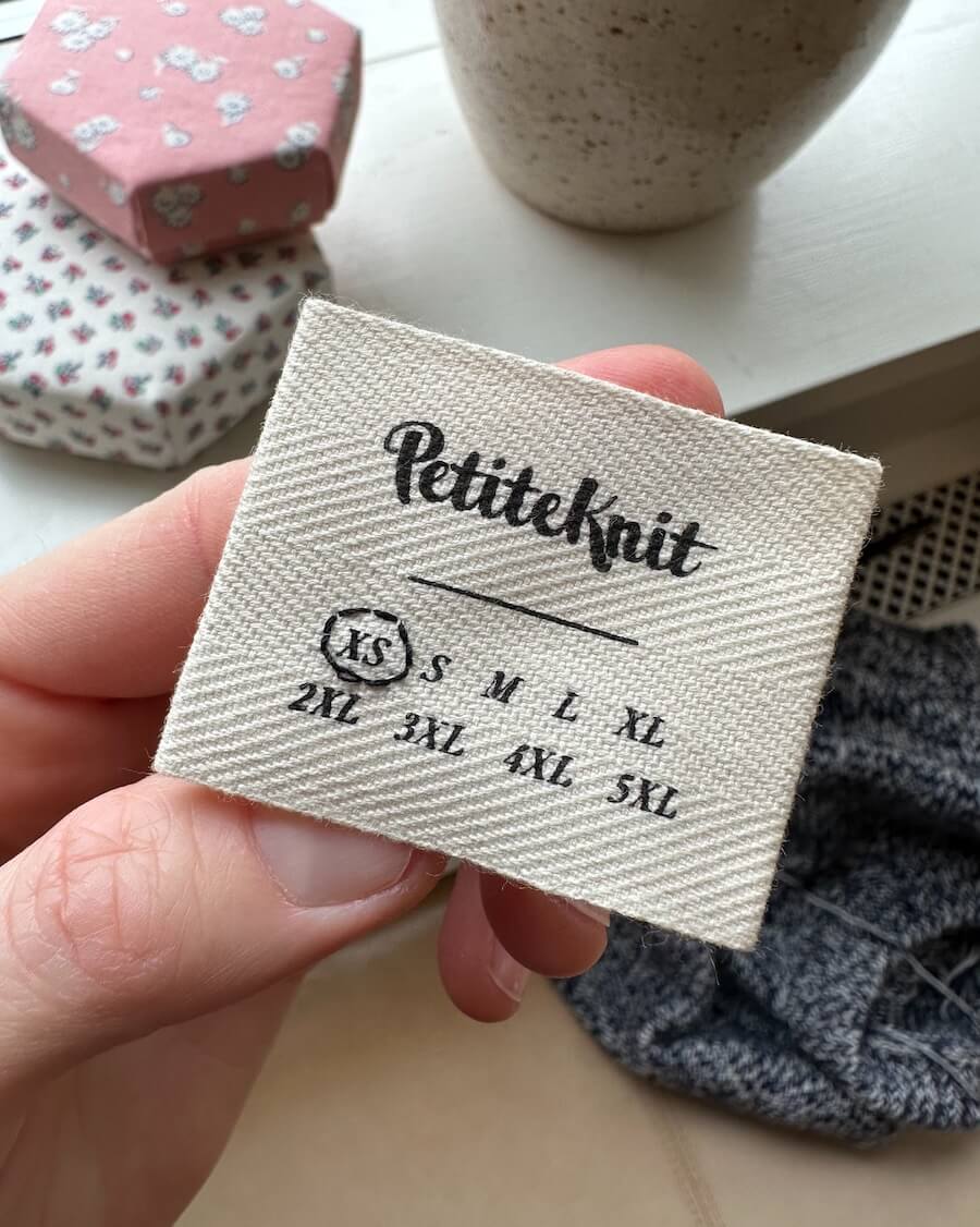 Étiquette  &quot; XS S M L XL 2XL 3XL 4XL 5XL &quot; - PetiteKnit