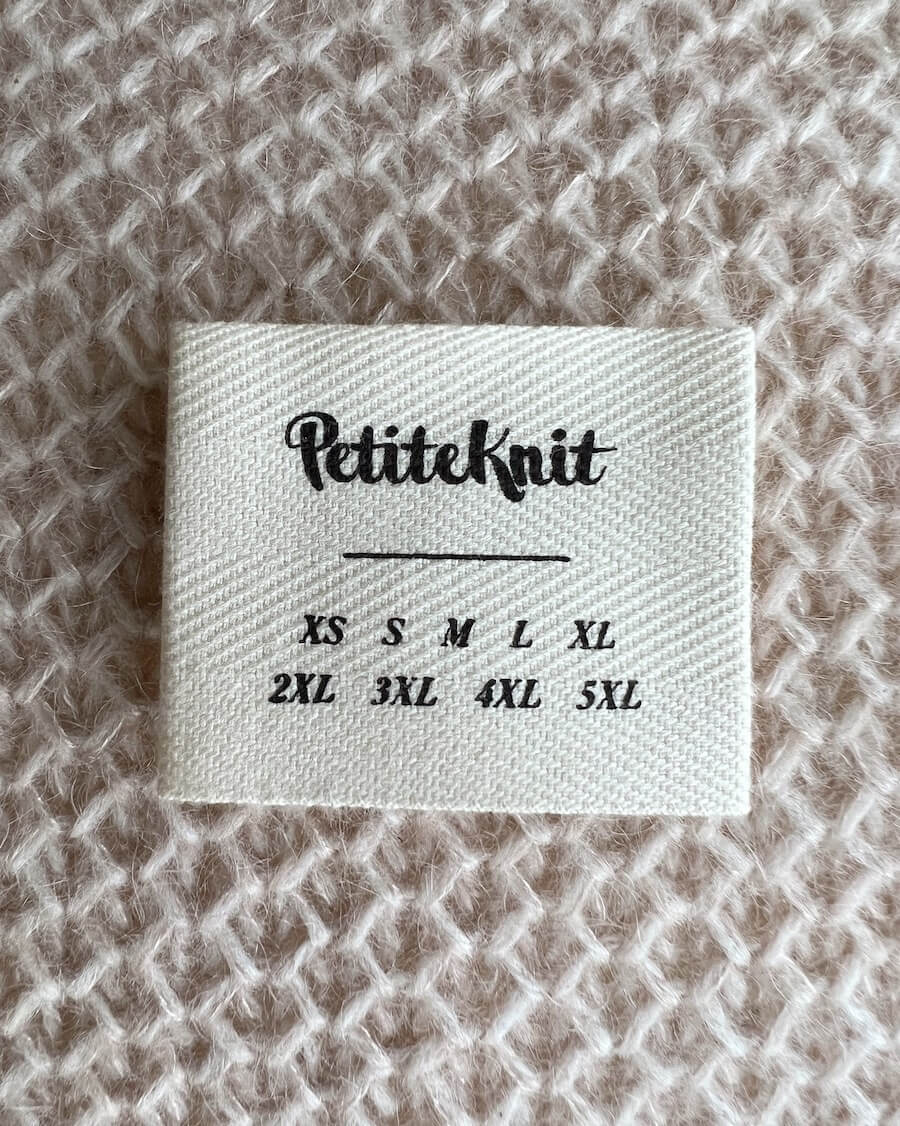 Étiquette  &quot; XS S M L XL 2XL 3XL 4XL 5XL &quot; - PetiteKnit